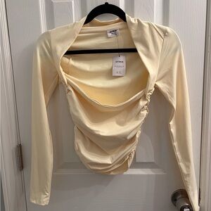 Cotton On Butter Yellow Ruched Front Long Sleeve Top